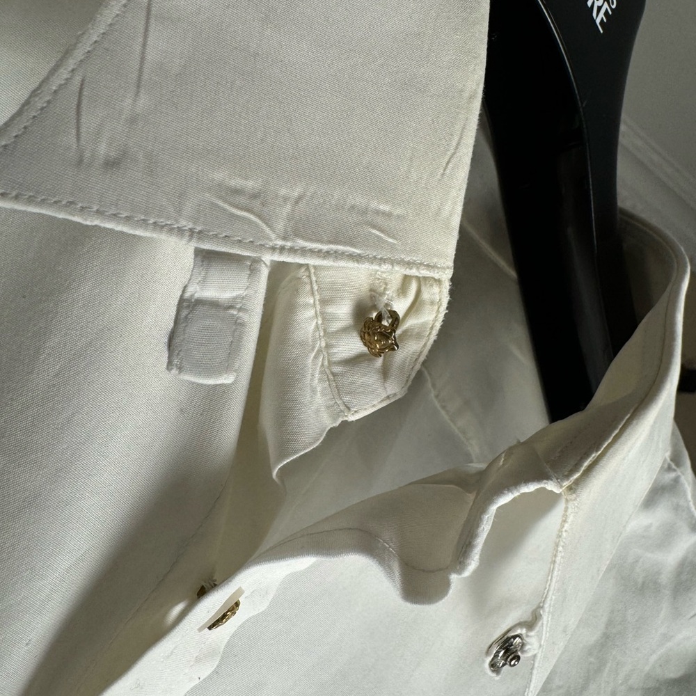 Versace White Dress Shirt with Textured Fabric and Button-Down Collar